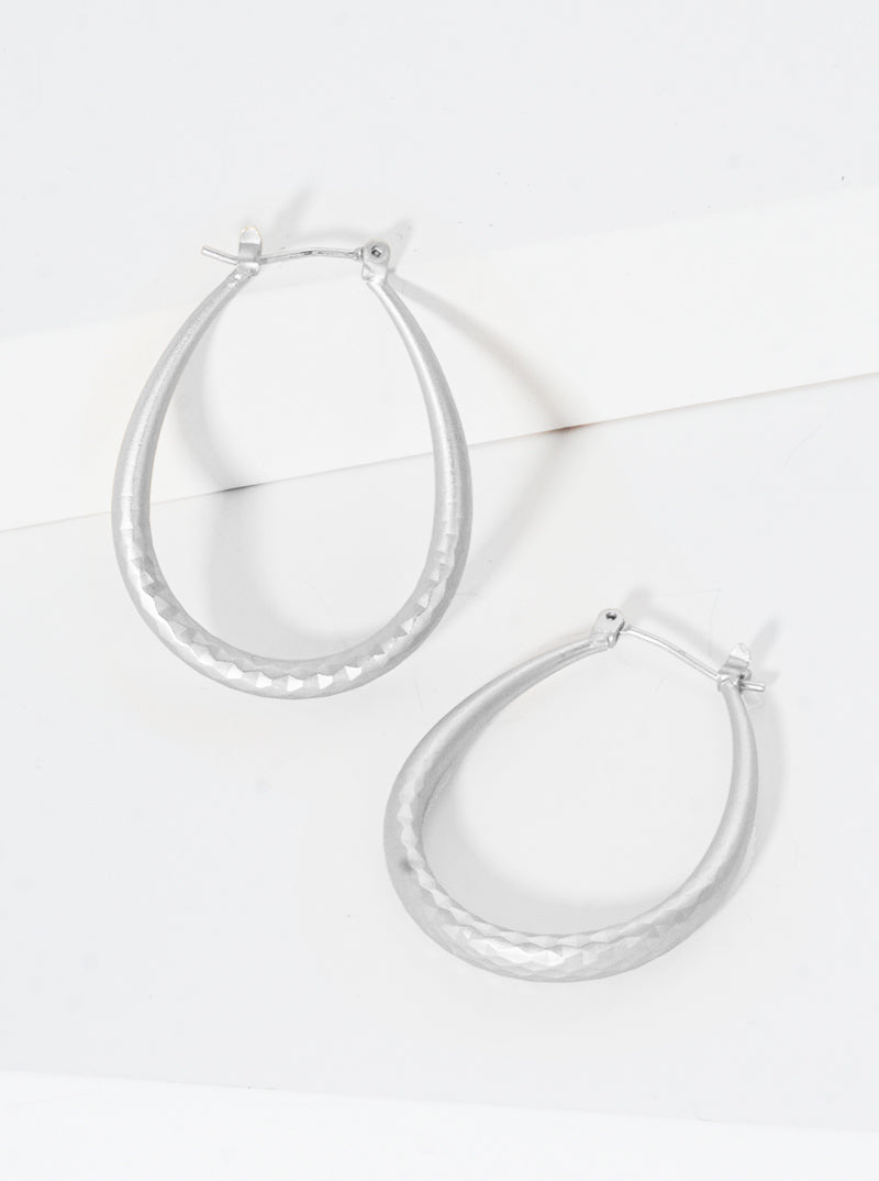 35mm Textured Teardrop Elegant Metal Hoop Earrings
