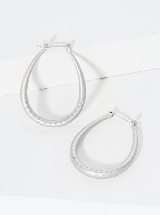 35mm Textured Teardrop Elegant Metal Hoop Earrings