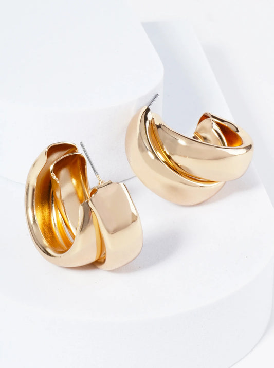 35mm Two Chunky Overlapping Hoop Earrings