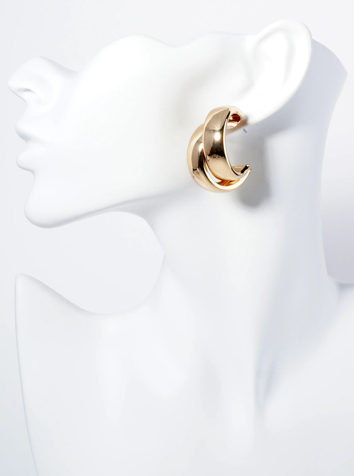35mm Two Chunky Overlapping Hoop Earrings