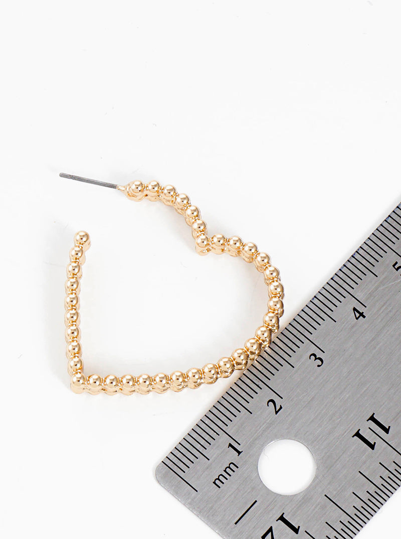 35mm Ball Textured Heart Metal Hoop Earrings