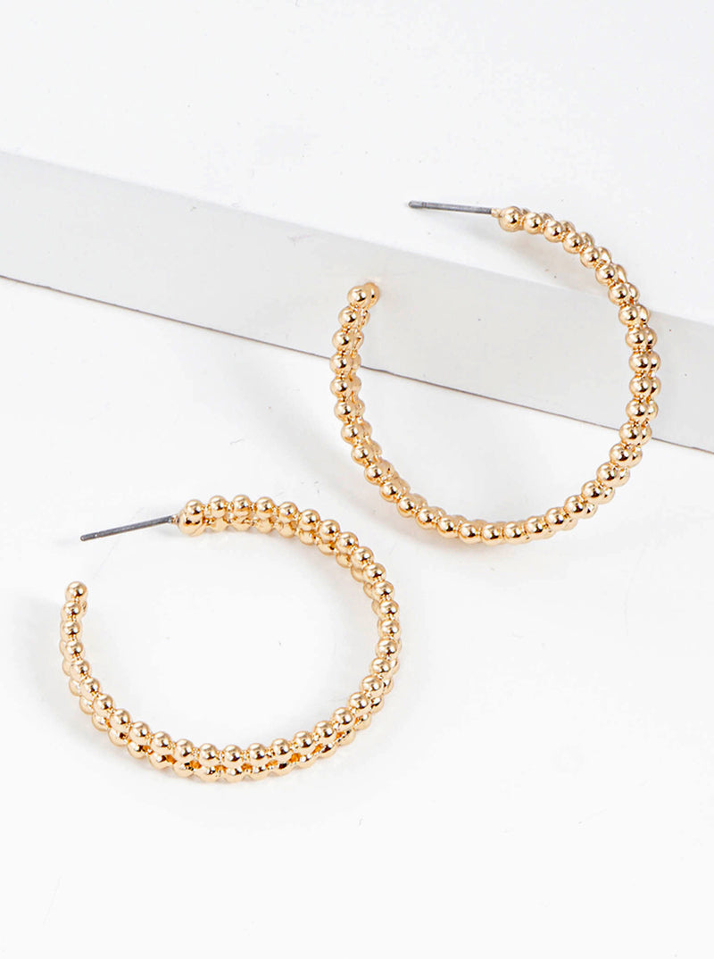 35mm Ball Textured Metal Hoop Earrings