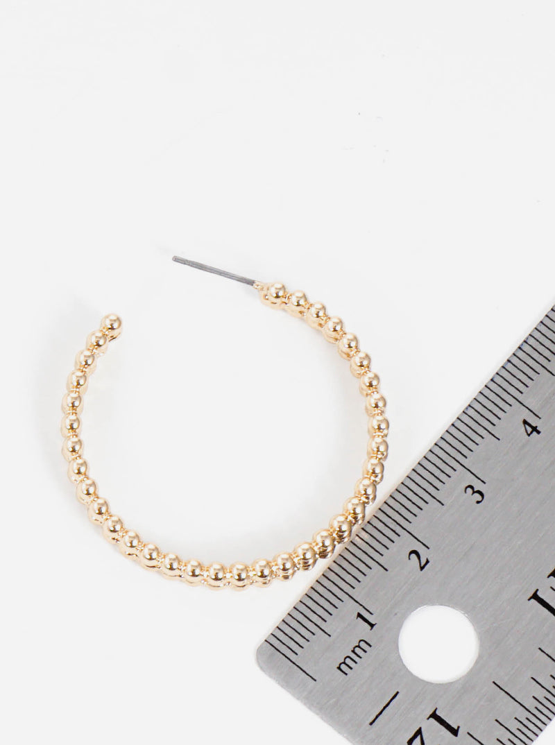 35mm Ball Textured Metal Hoop Earrings