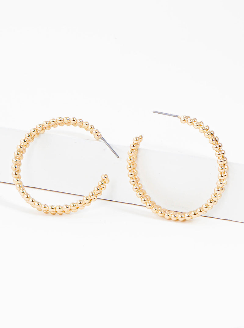 35mm Ball Textured Metal Hoop Earrings