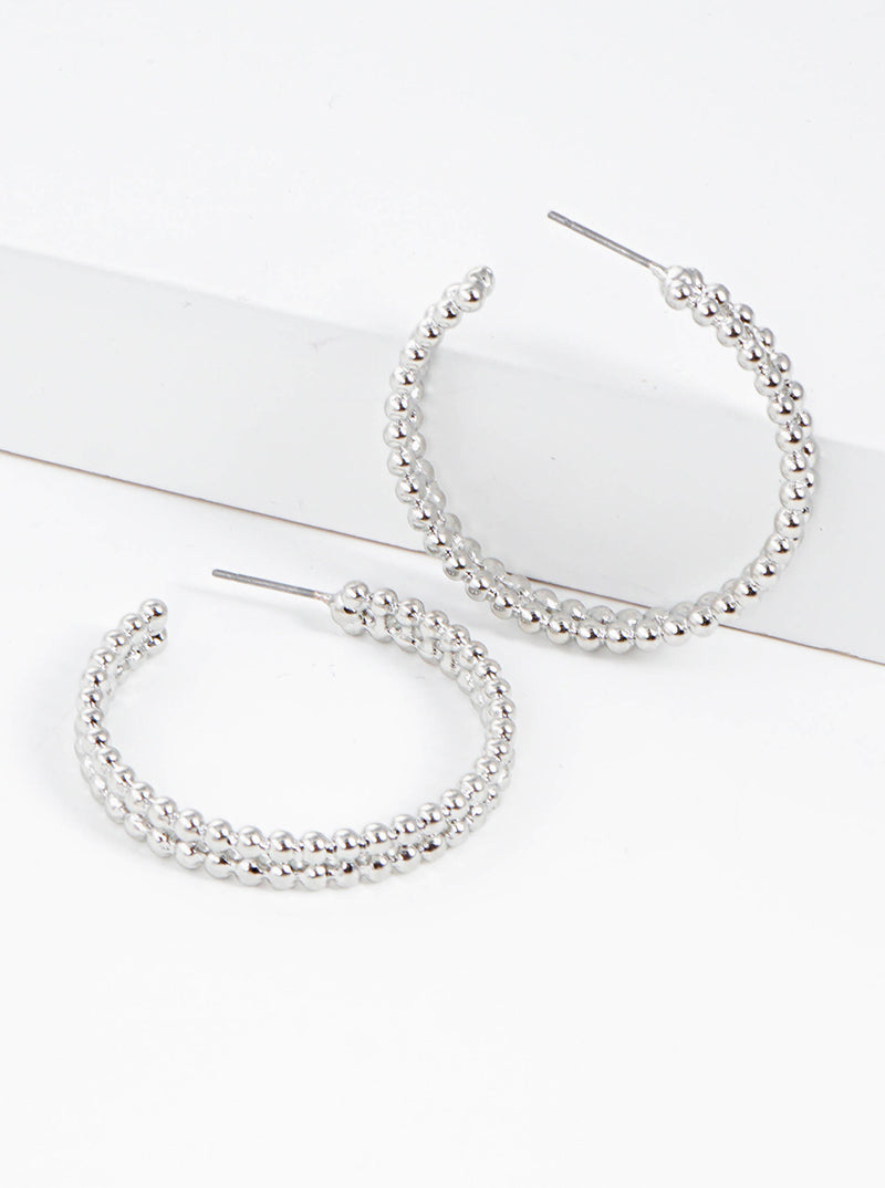 35mm Ball Textured Metal Hoop Earrings