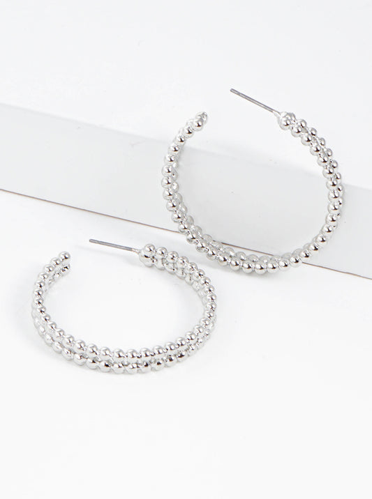 35mm Ball Textured Metal Hoop Earrings