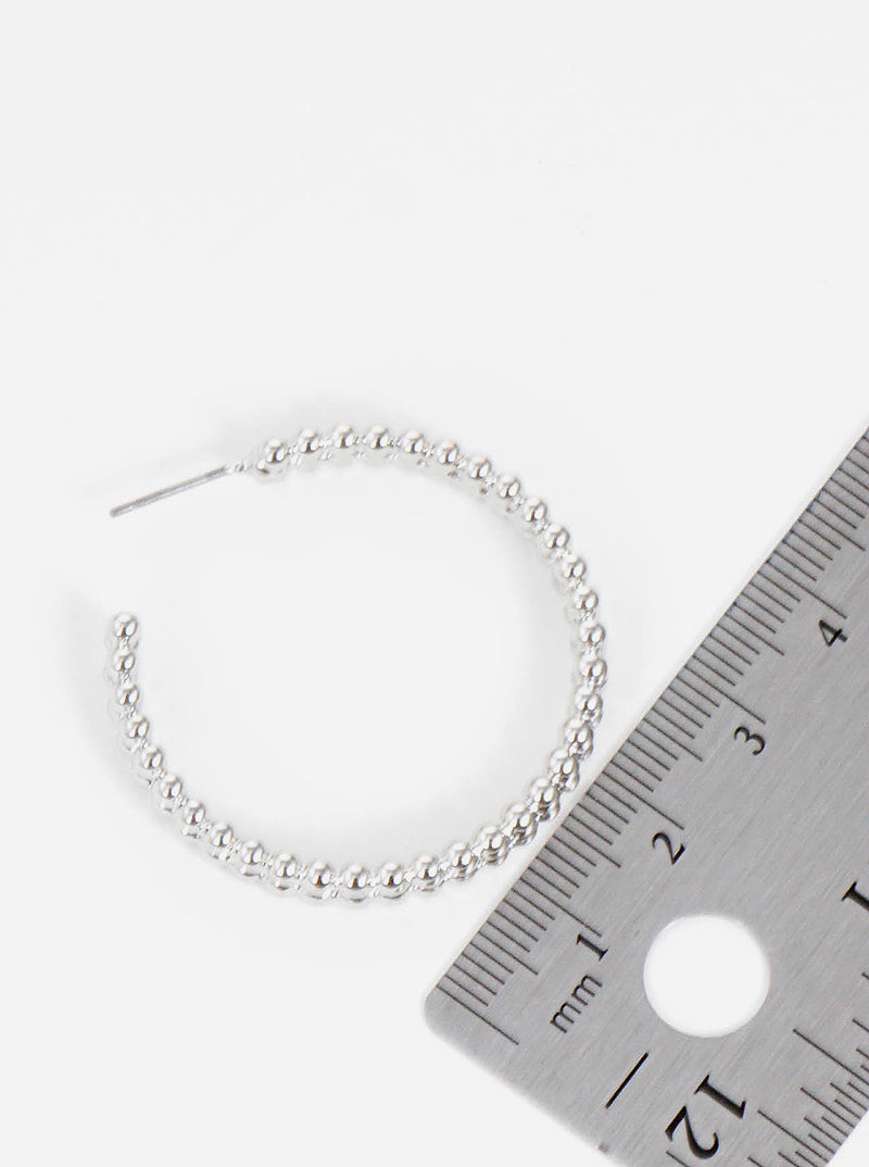 35mm Ball Textured Metal Hoop Earrings