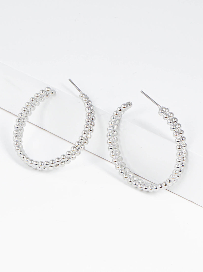 35mm Ball Textured Metal Hoop Earrings
