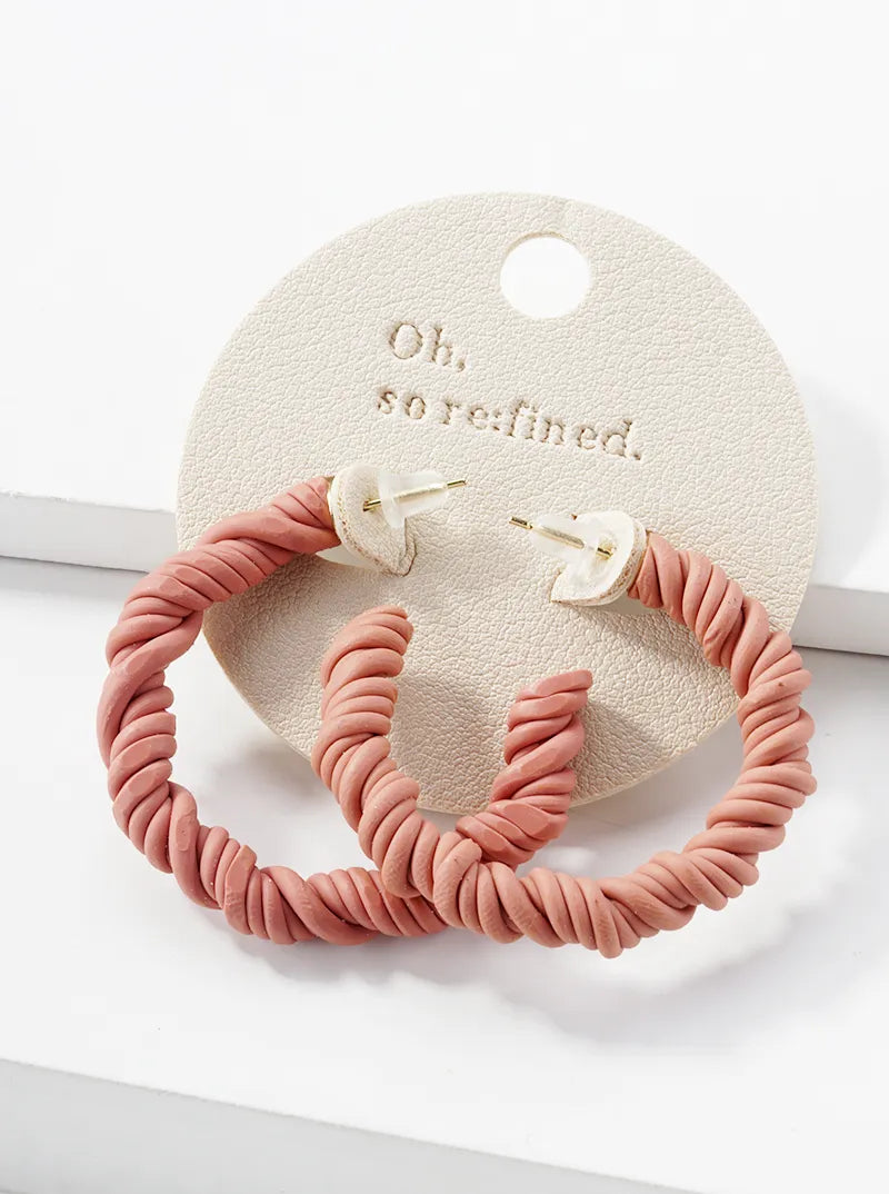 35mm Braided Clay Open Hoop Earrings