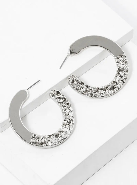 35mm Druzy Textured Open Hoop Earrings