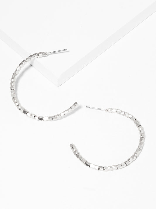 35mm Faceted Metal Bead Hoop Earrings