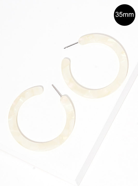 35mm Flat Round Acetate Open Hoop Earrings