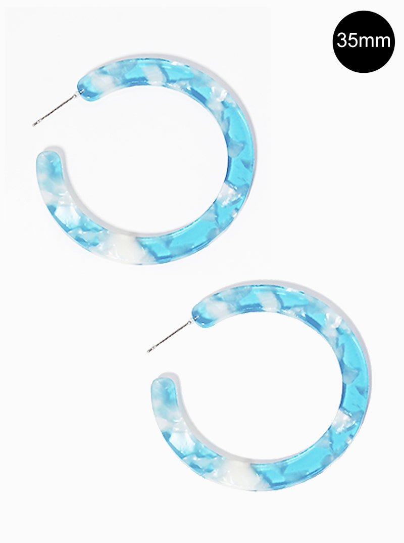 35mm Flat Round Acetate Open Hoop Earrings