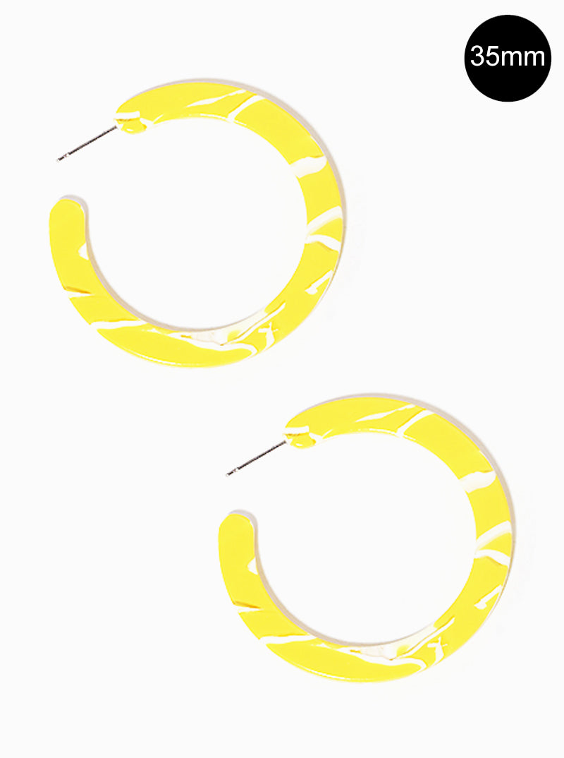 35mm Flat Round Acetate Open Hoop Earrings