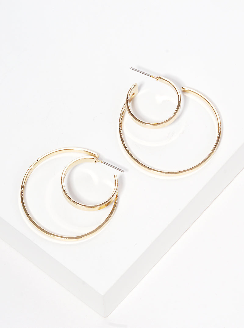 35mm Metal Double Open Hoop Earrings