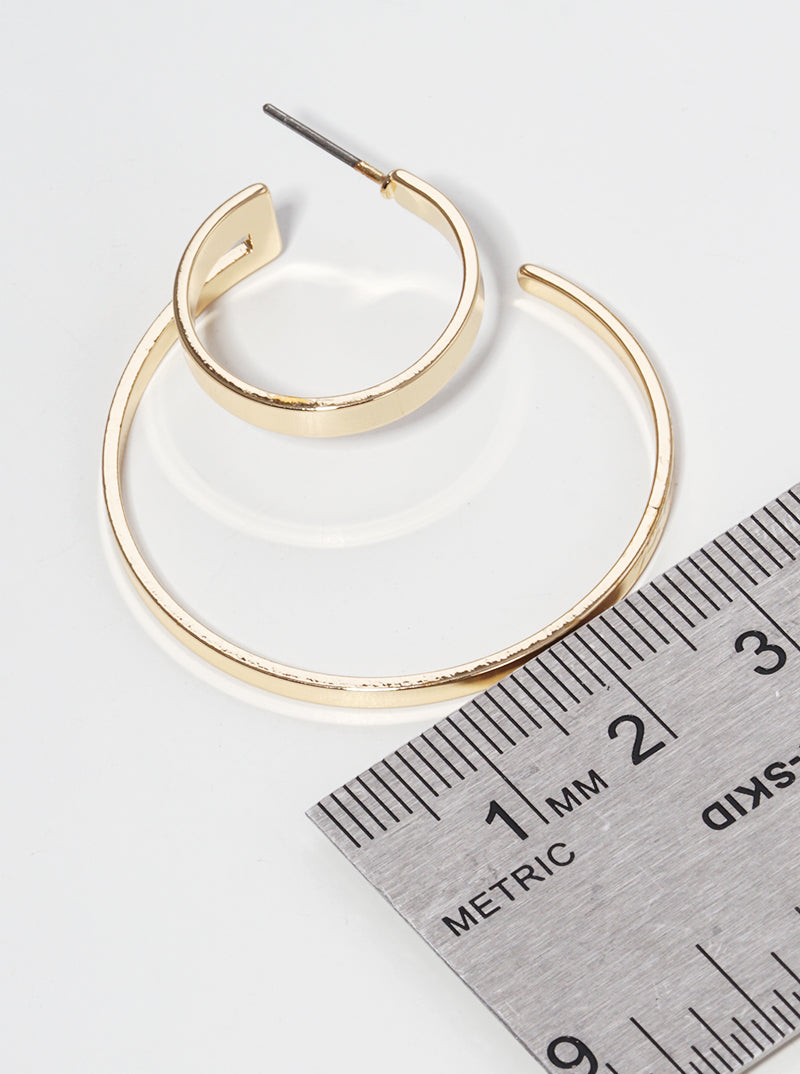 35mm Metal Double Open Hoop Earrings