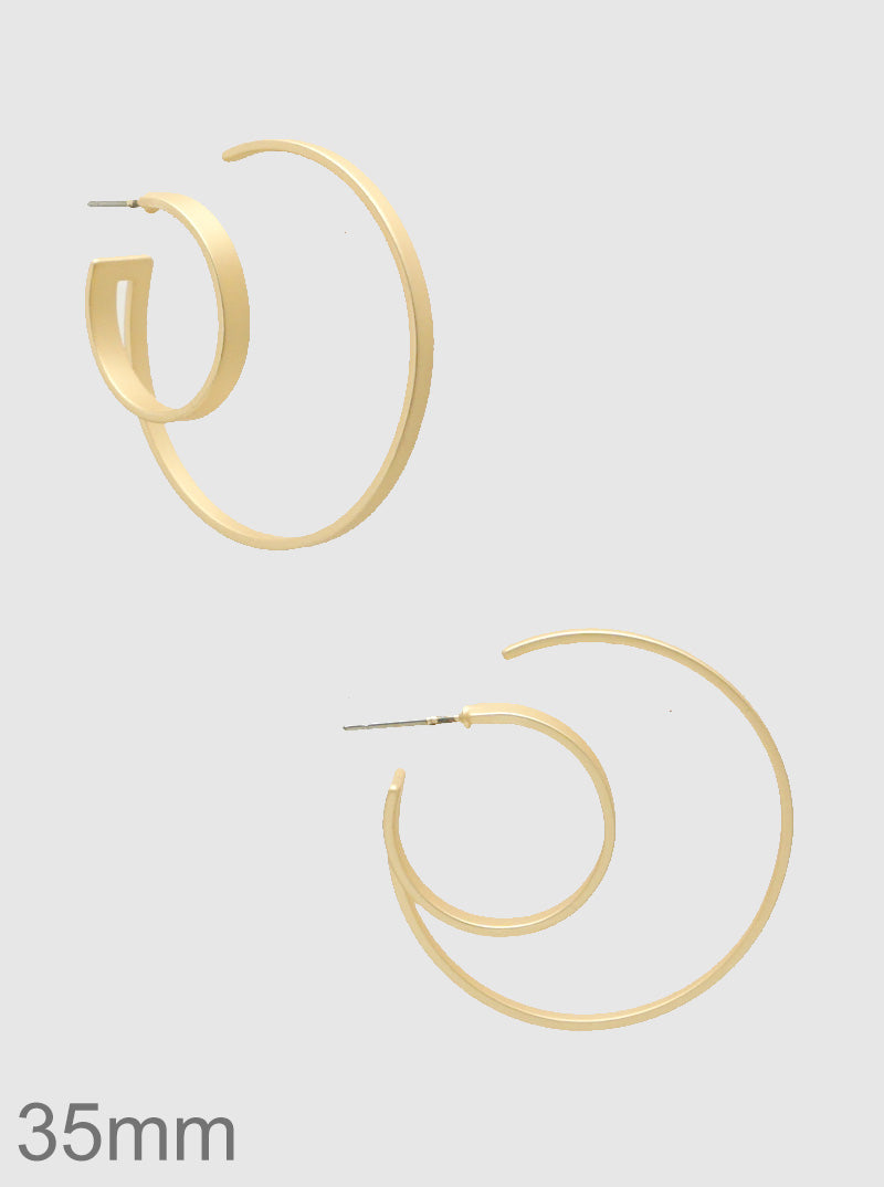 35mm Metal Double Open Hoop Earrings