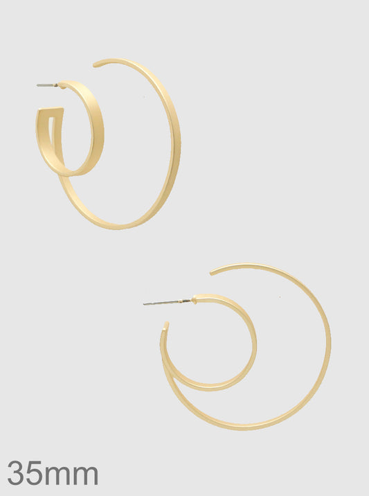 35mm Metal Double Open Hoop Earrings