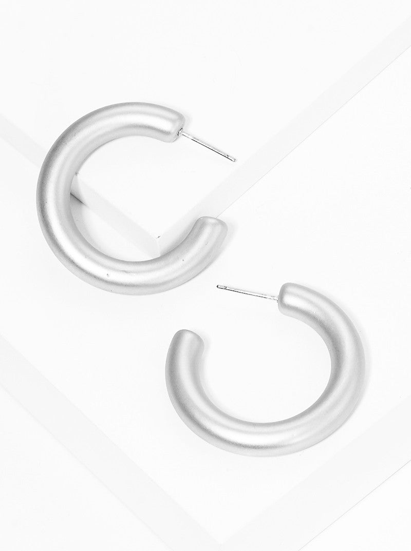 35mm Metal Plated Resin Lightweight Hollow Open Hoop Earrings