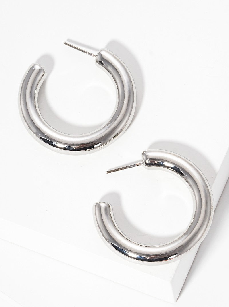 35mm Metal Plated Resin Lightweight Hollow Open Hoop Earrings