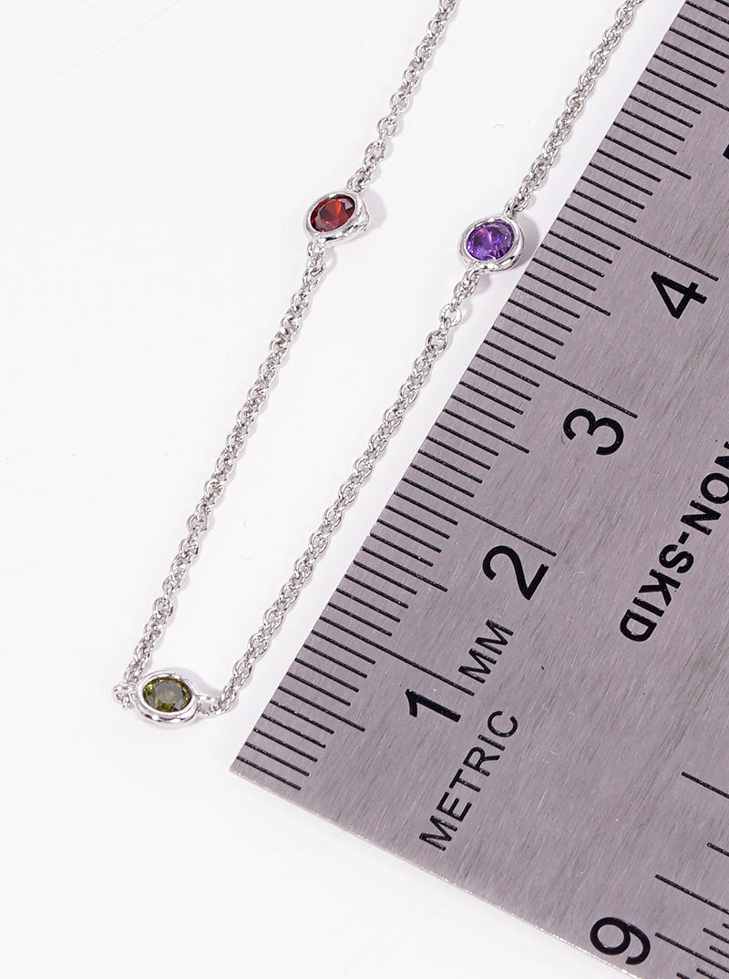 36 Inch Long Multi Color Cubic Zirconia Station Necklace