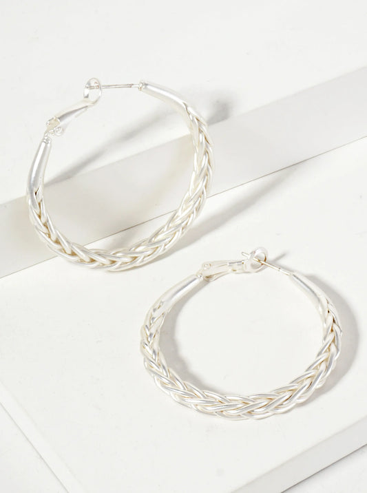38mm Braided Metal Latch-Back Hoop Earrings