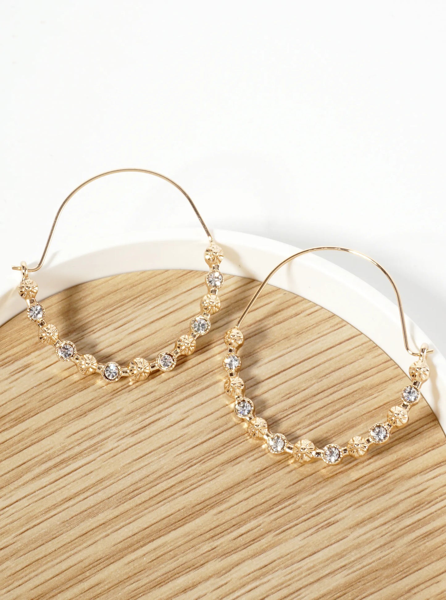 38mm Rhinestone Wire Hoop Earrings