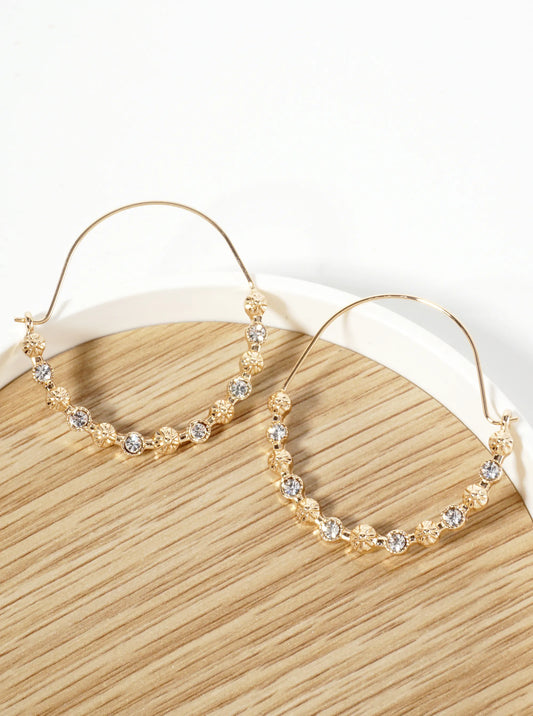 38mm Rhinestone Wire Hoop Earrings