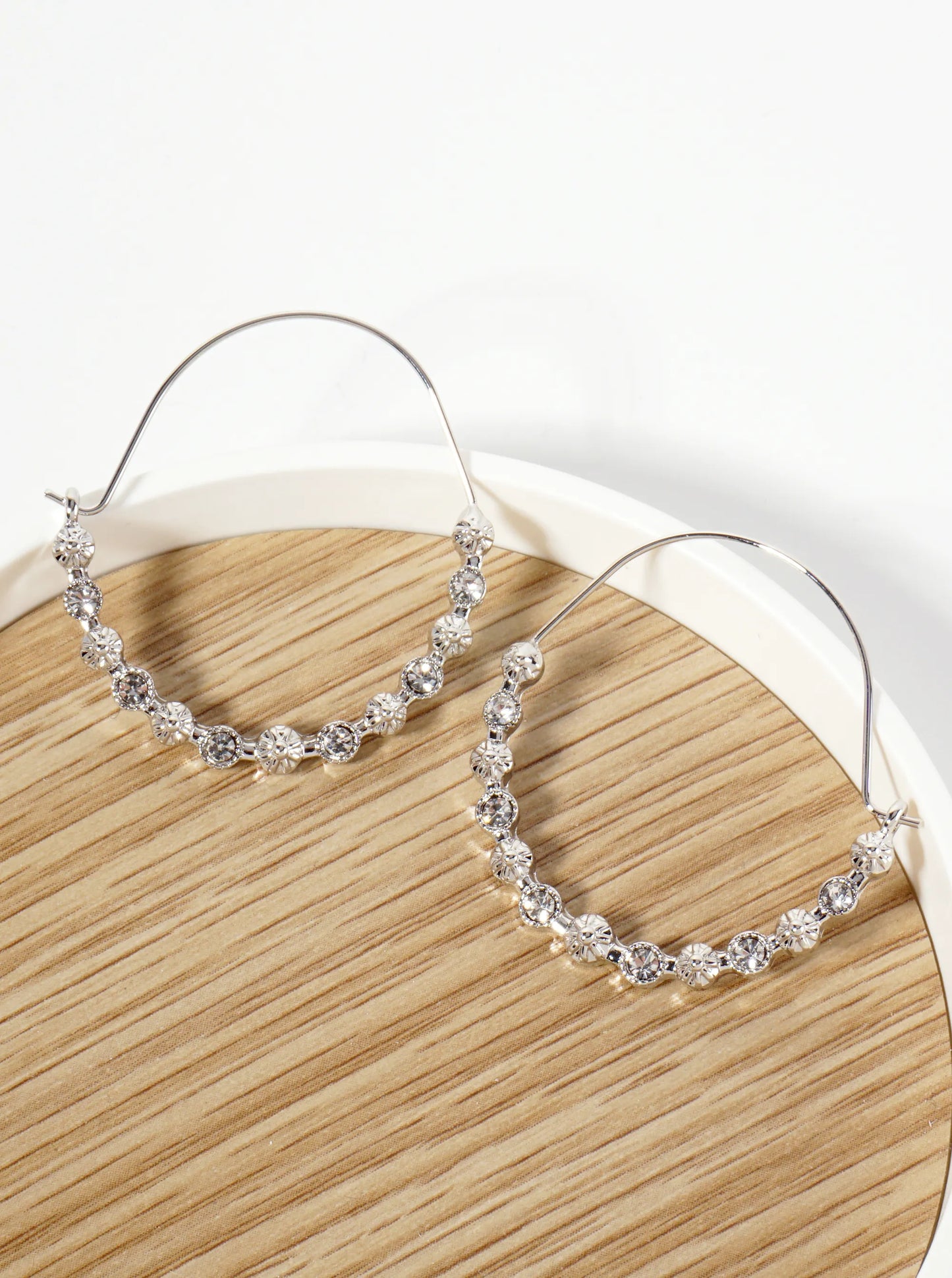 38mm Rhinestone Wire Hoop Earrings