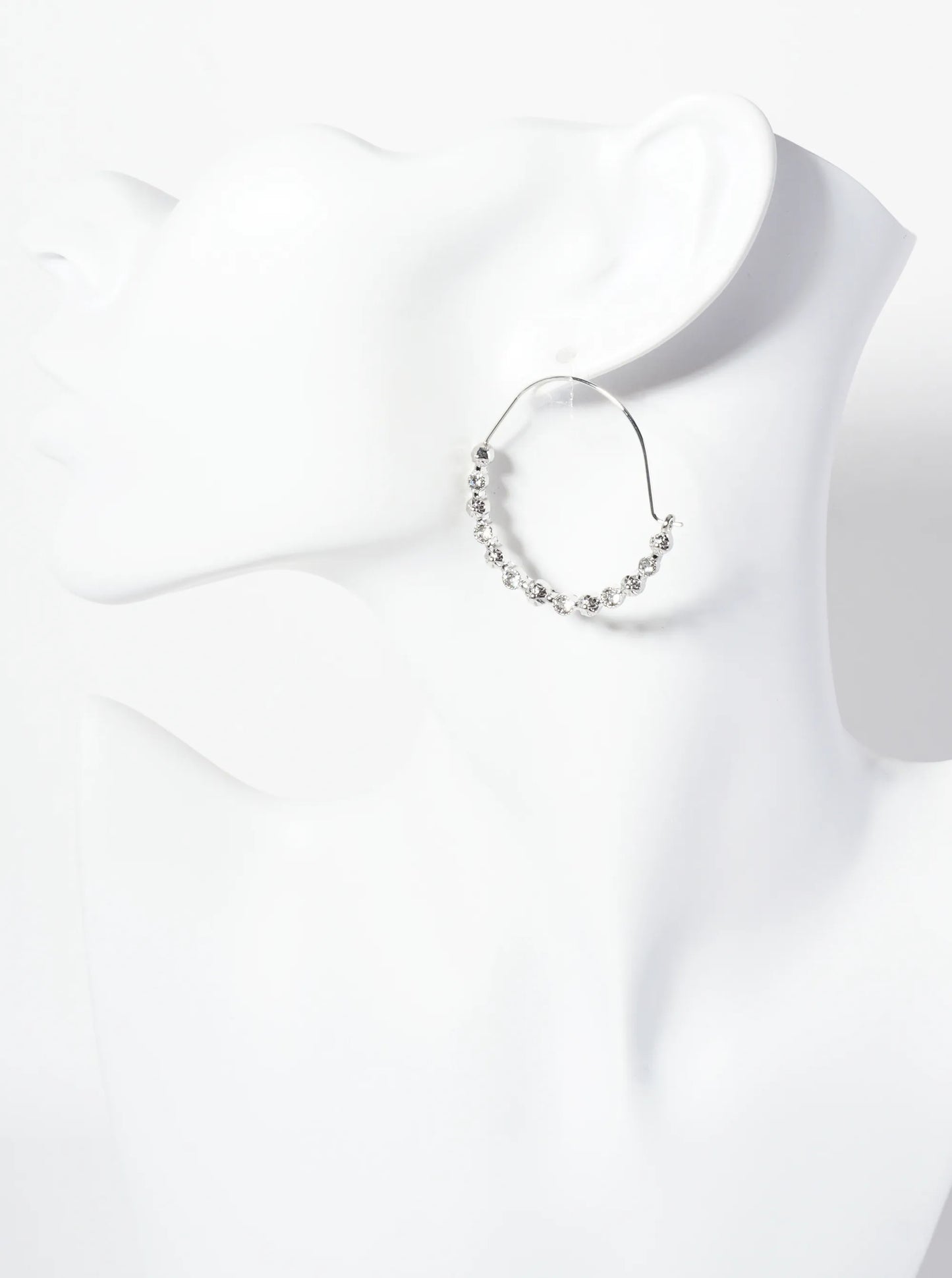 38mm Rhinestone Wire Hoop Earrings