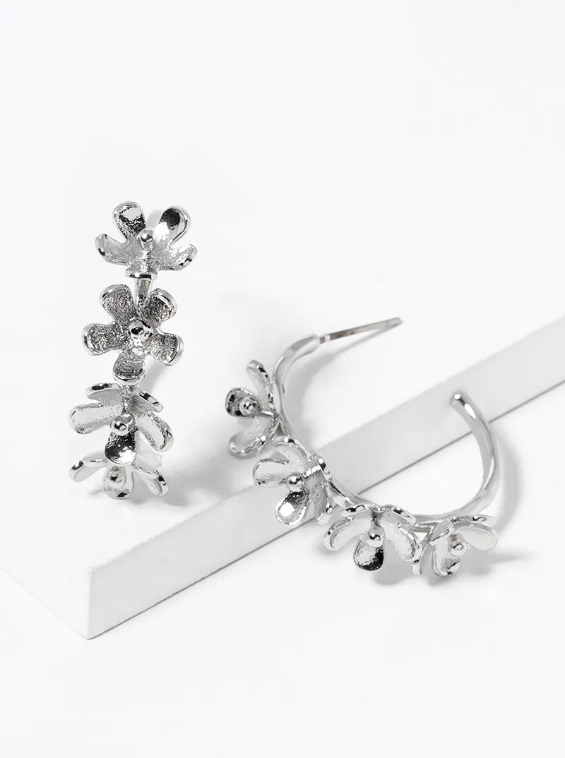3D Flower Cast On 1 Inch Hoop Earrings