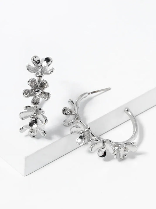 3D Flower Cast On 1 Inch Hoop Earrings