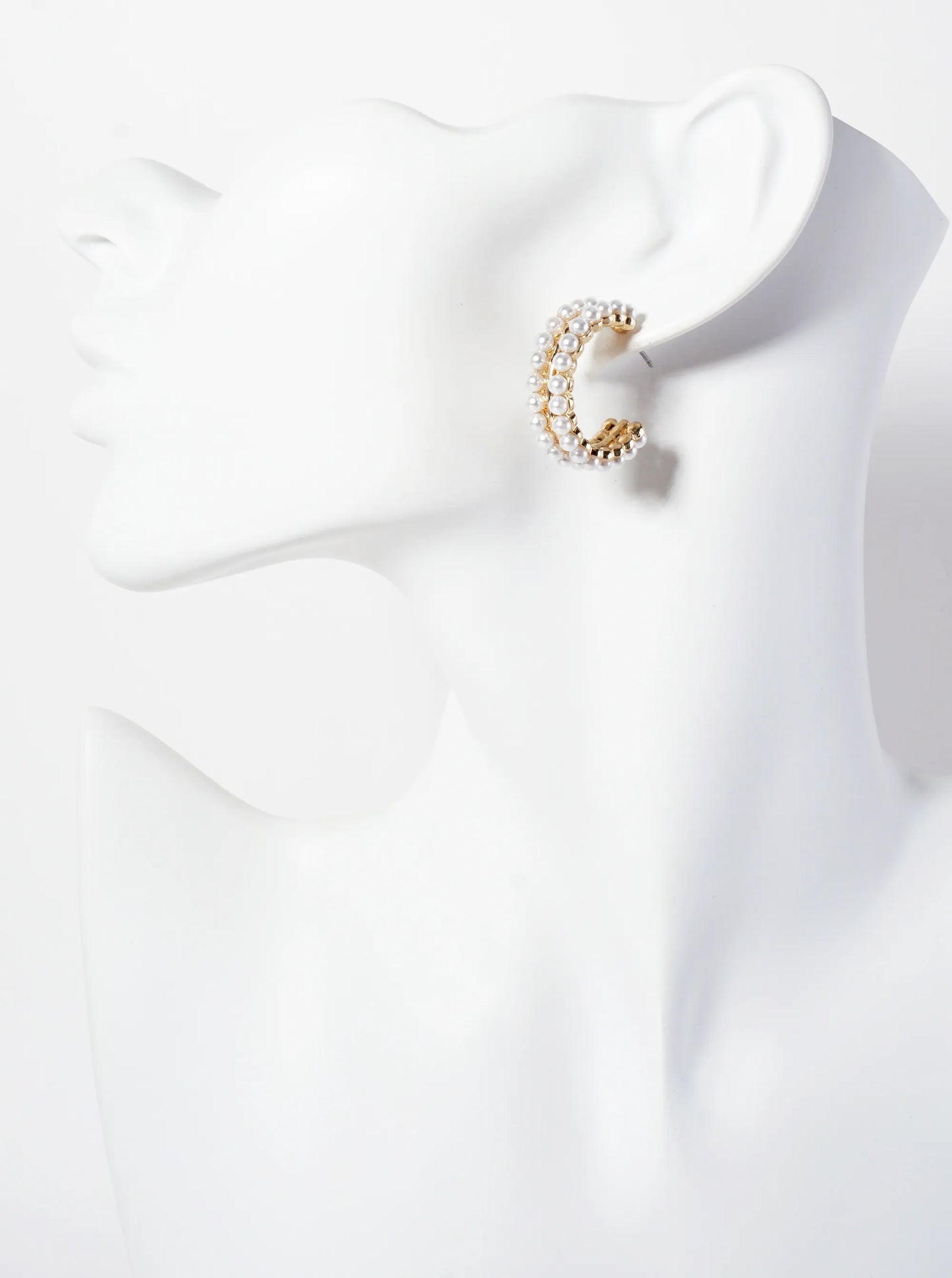 3PC-Set 12-14-23mm Crystal Pearl Hoop Earrings