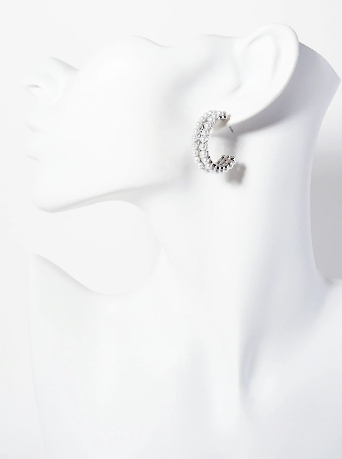 3PC-Set 12-14-23mm Crystal Pearl Hoop Earrings