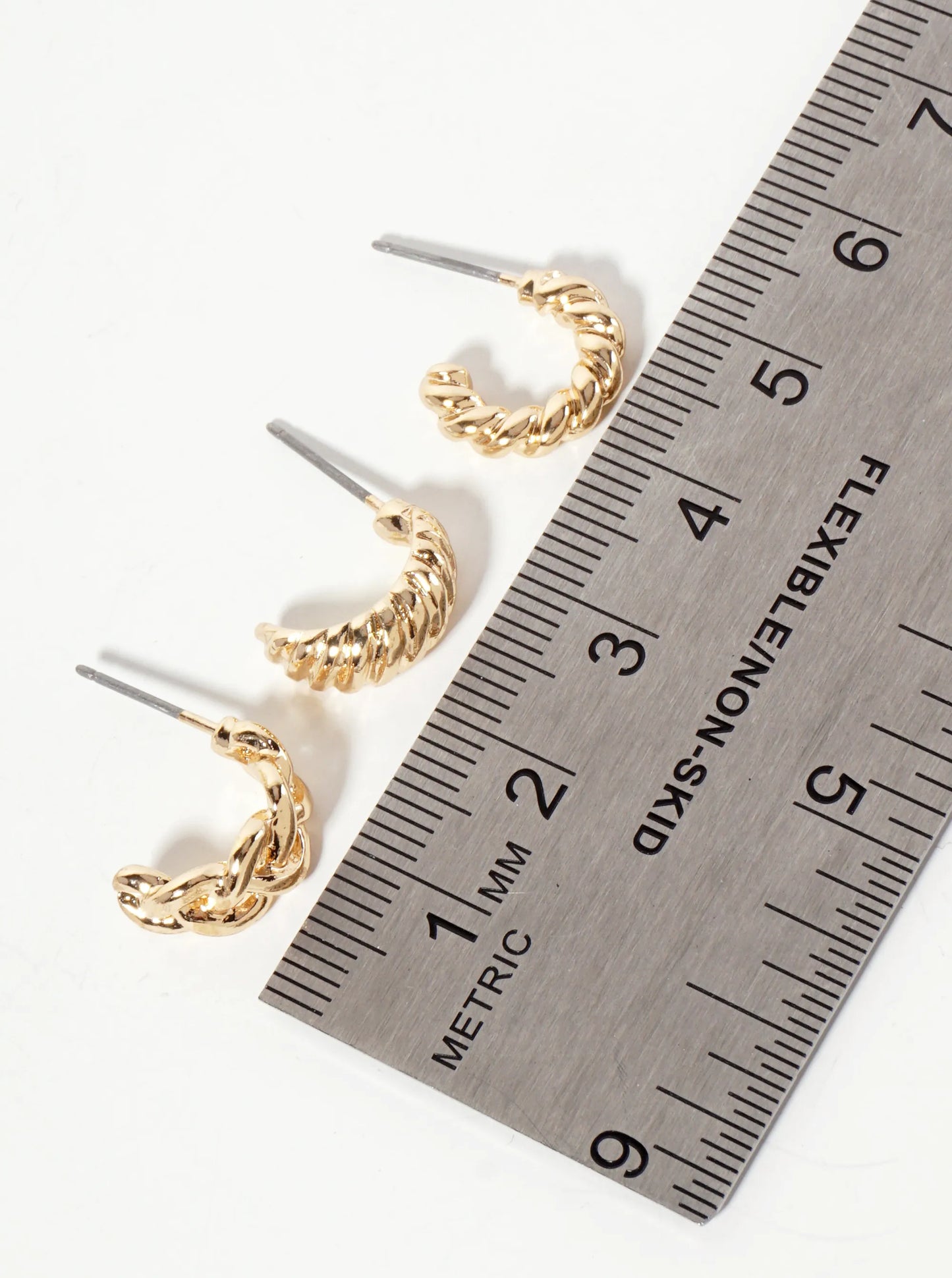 3PC-Set 13mm Metal Dainty Huggie Hoop Earrings