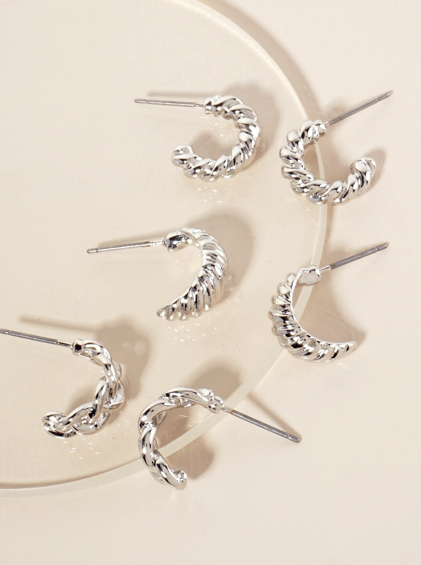 3PC-Set 13mm Metal Dainty Huggie Hoop Earrings