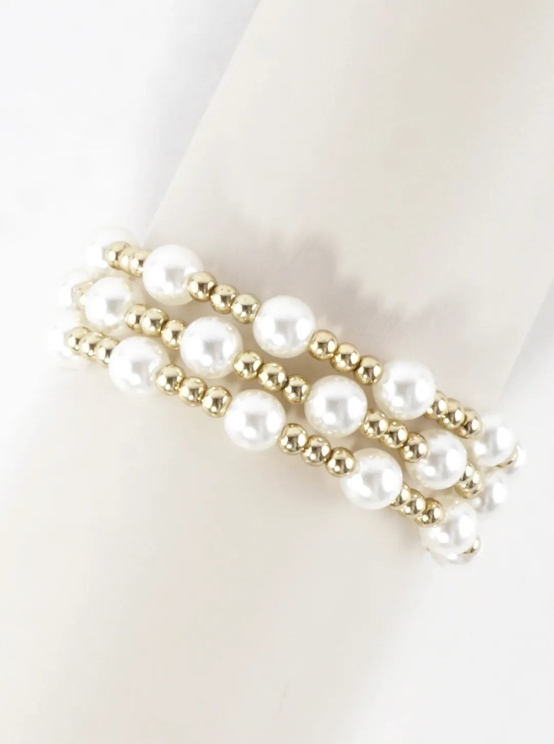 3PC-Set Alternating Beads Stretch Bracelets
