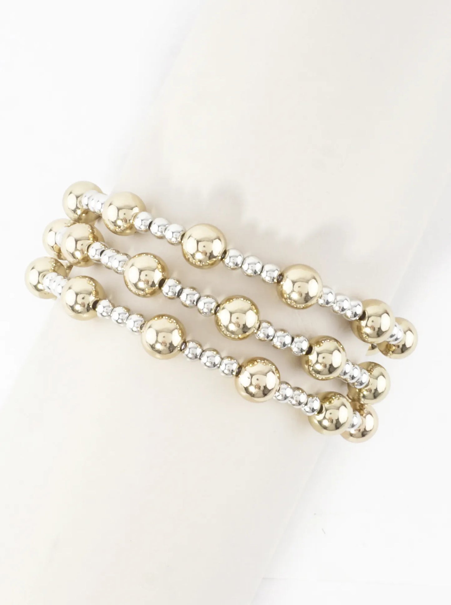 3PC-Set Alternating Beads Stretch Bracelets