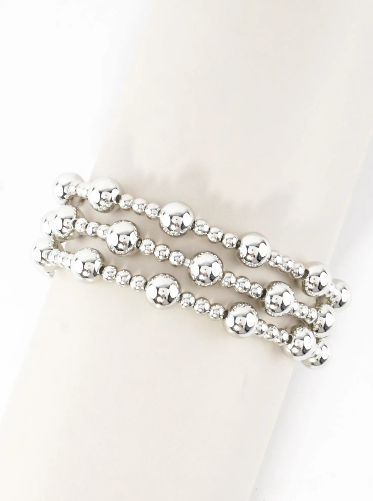 3PC-Set Alternating Beads Stretch Bracelets