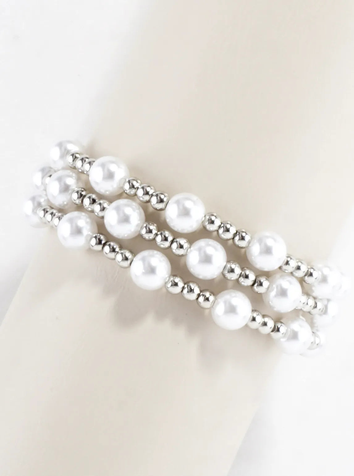 3PC-Set Alternating Beads Stretch Bracelets