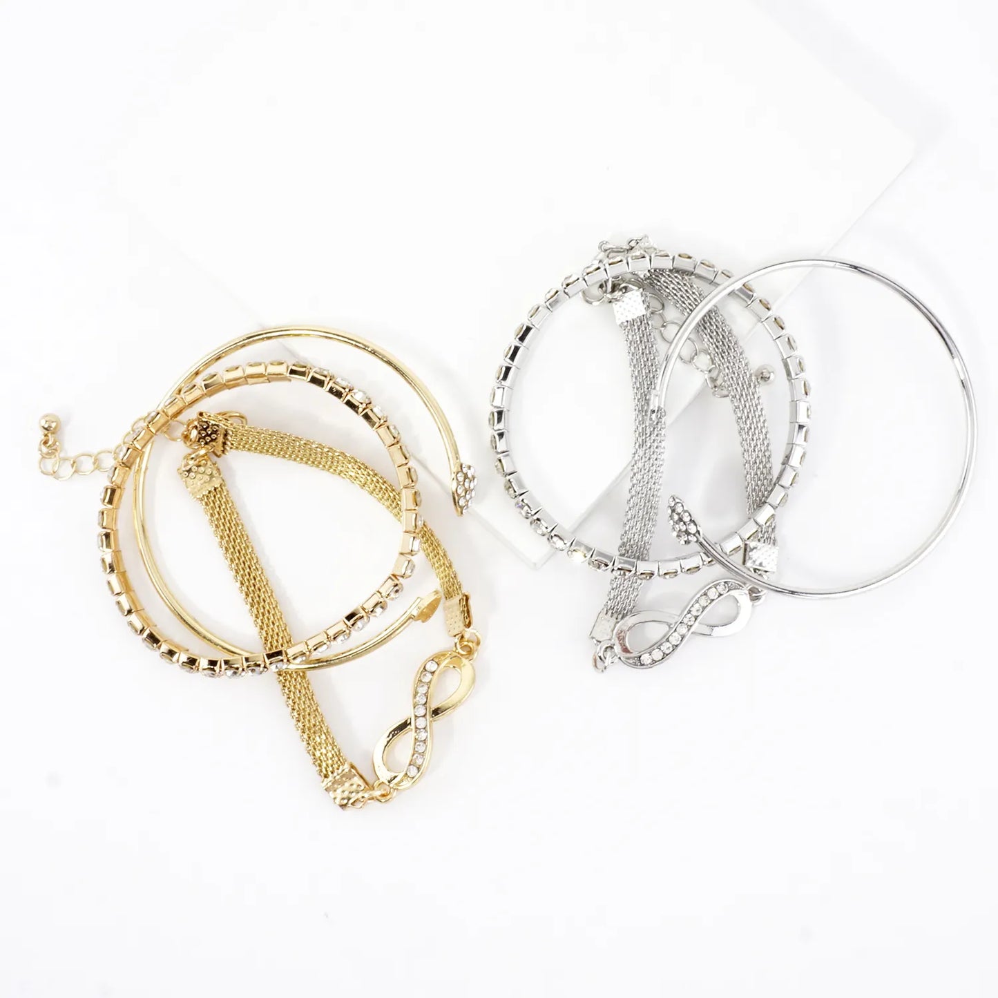 3PC Set Crystal Infinity Heart Tennis Bracelets
