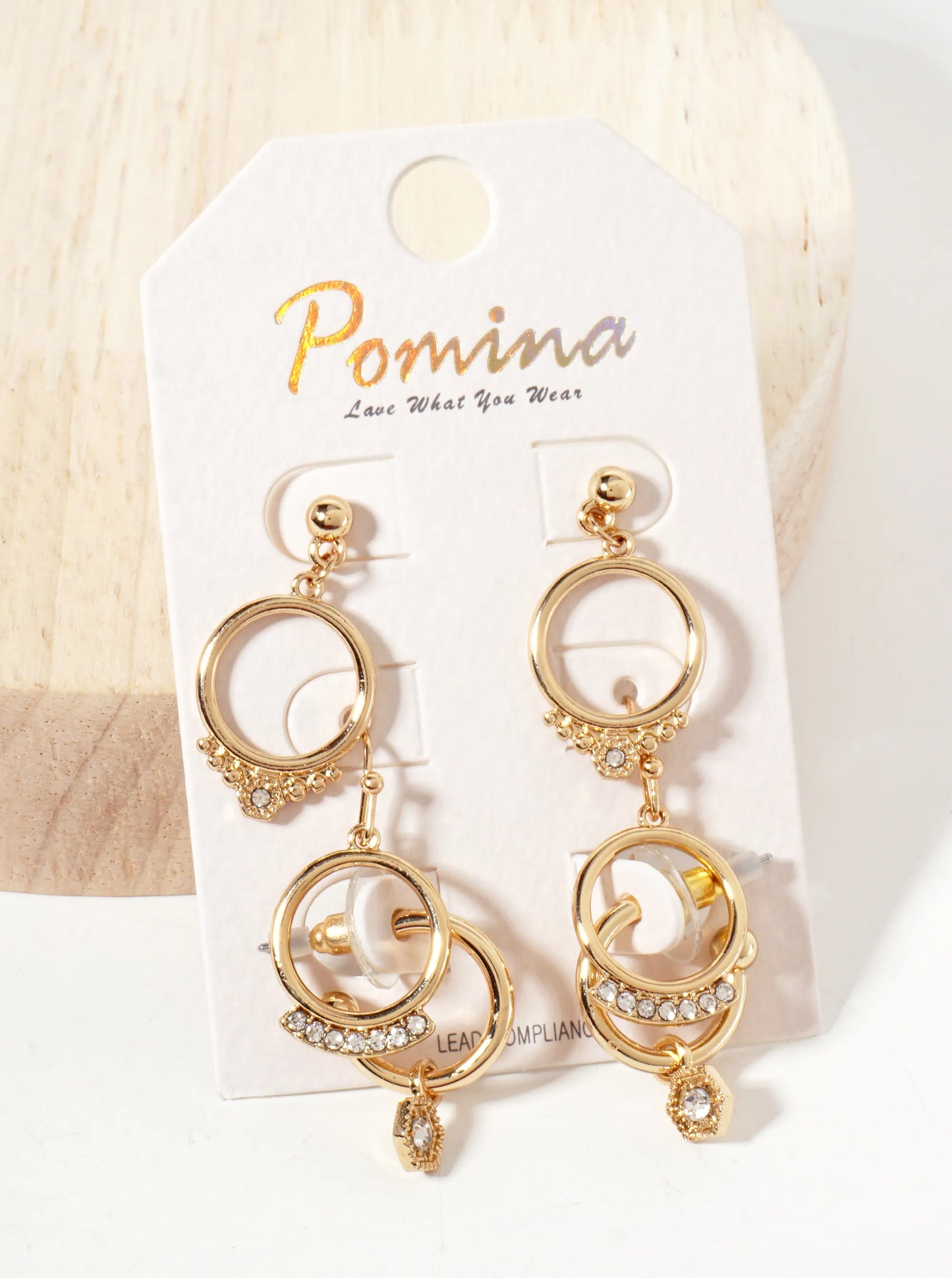 3PC-Set Crystal-Pave Circle Drop Dangle Hoop Earrings
