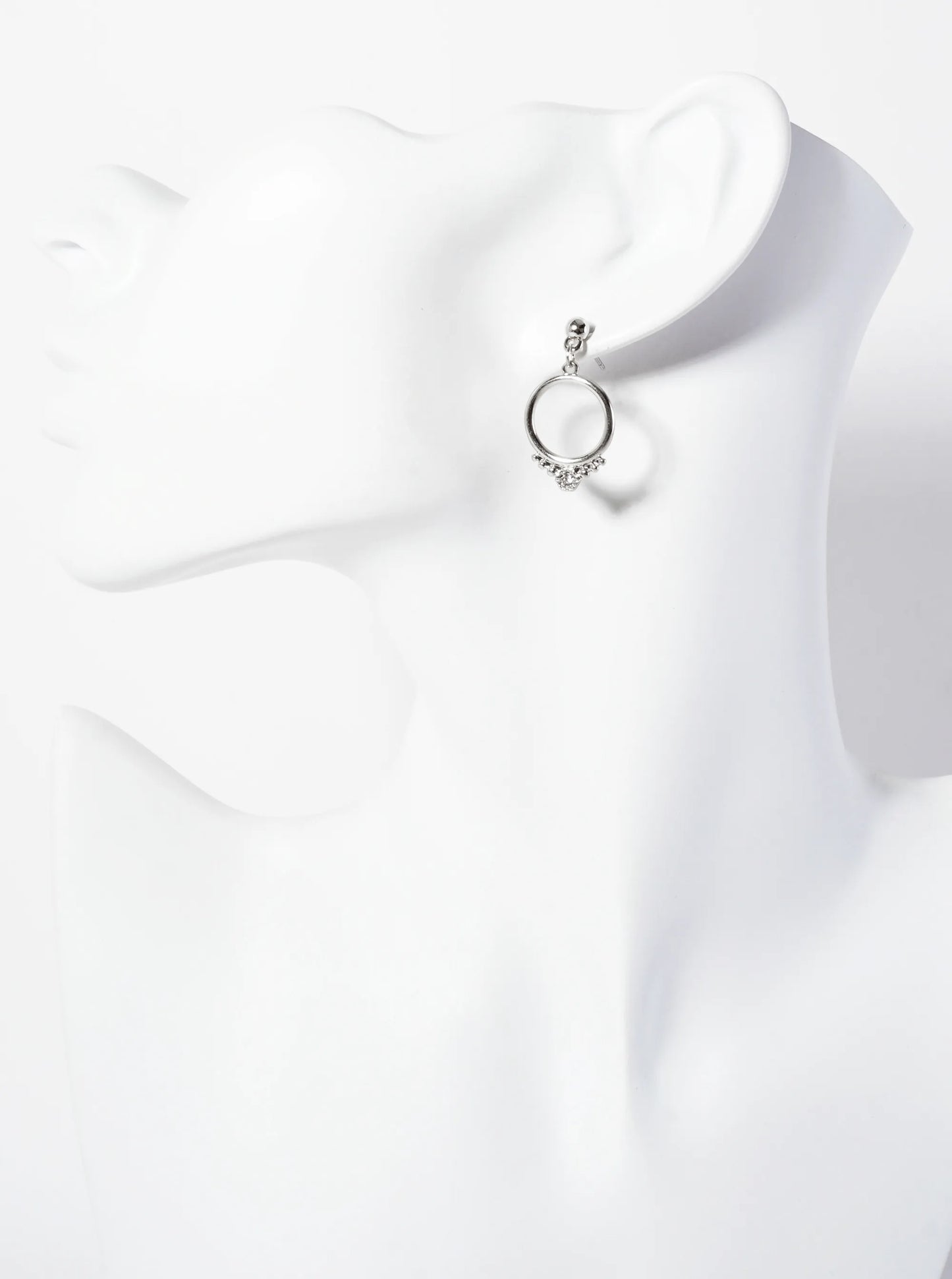 3PC-Set Crystal-Pave Circle Drop Dangle Hoop Earrings