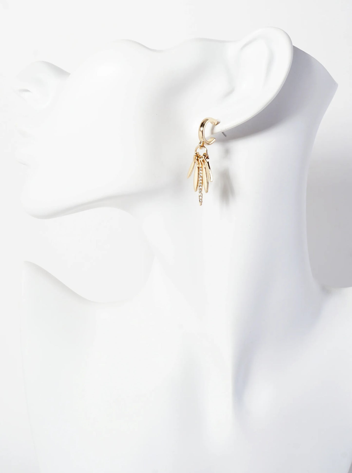 3PC-Set Crystal-Pave Polished Metal Huggie Hoop Stud Earrings