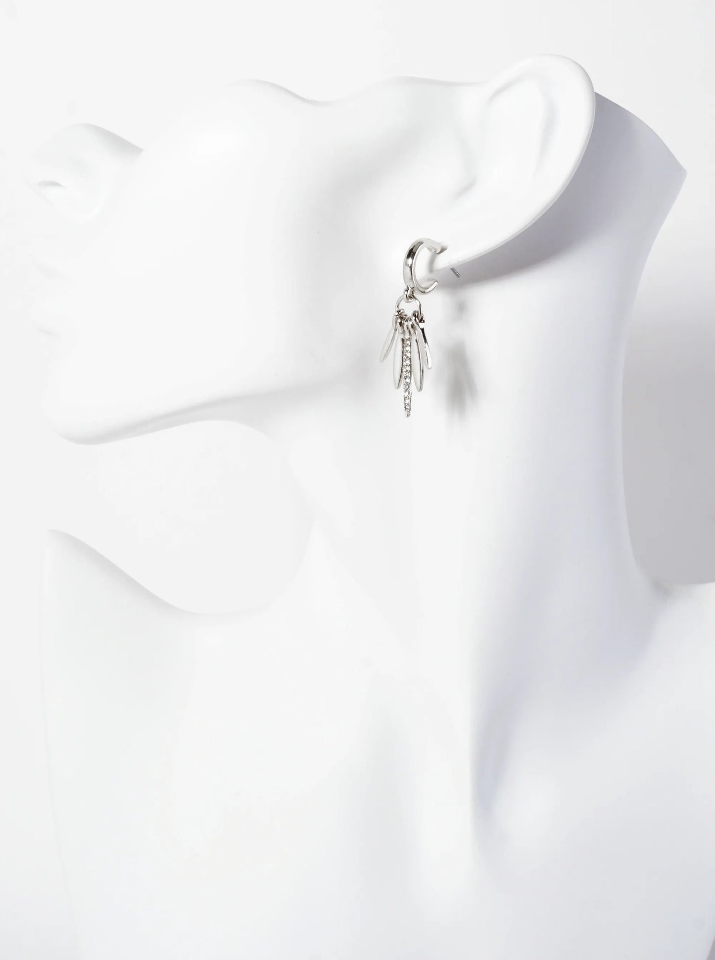 3PC-Set Crystal-Pave Polished Metal Huggie Hoop Stud Earrings