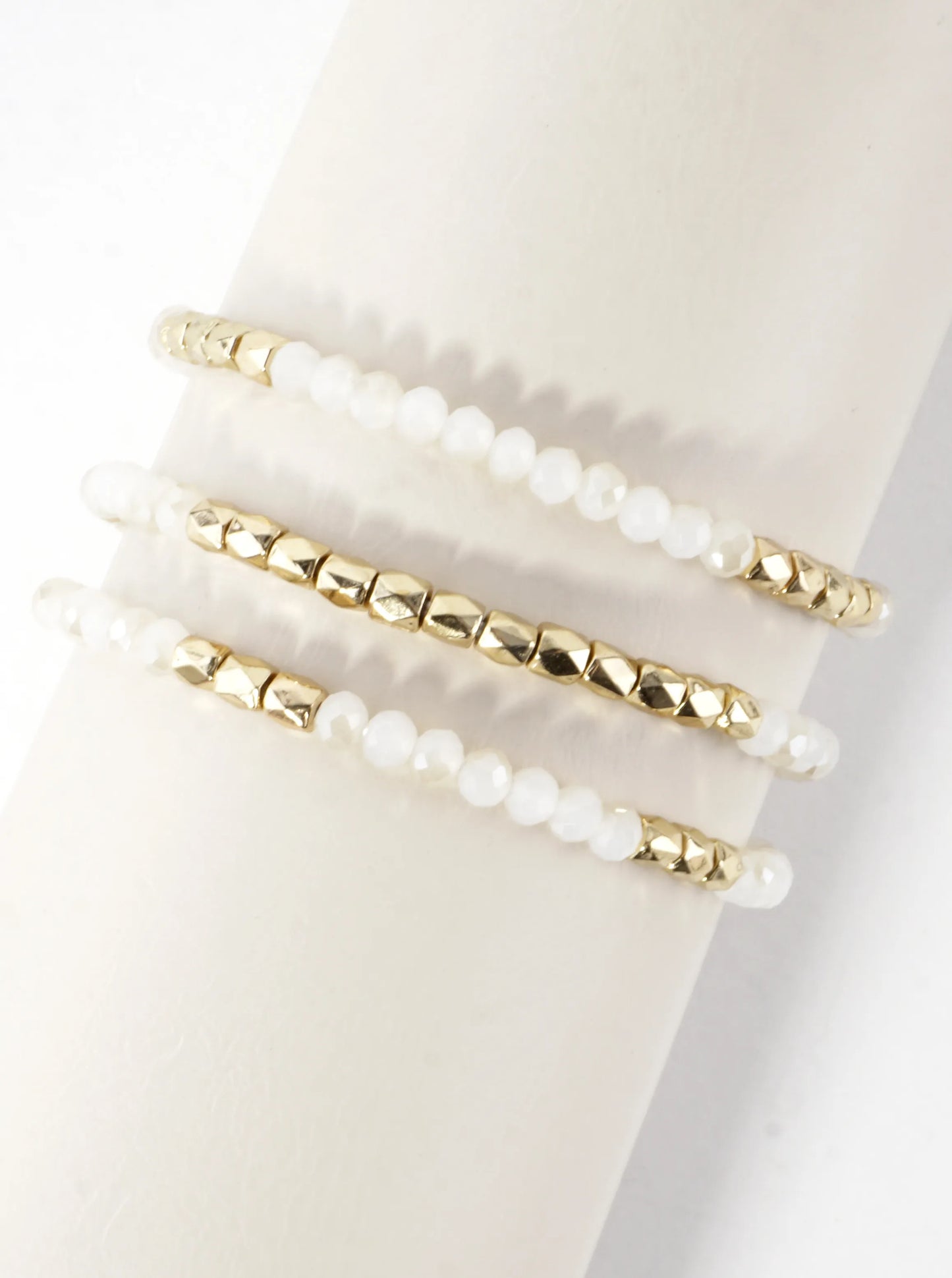 3PC-Set Faceted Metallic Glass Beads Bracelets
