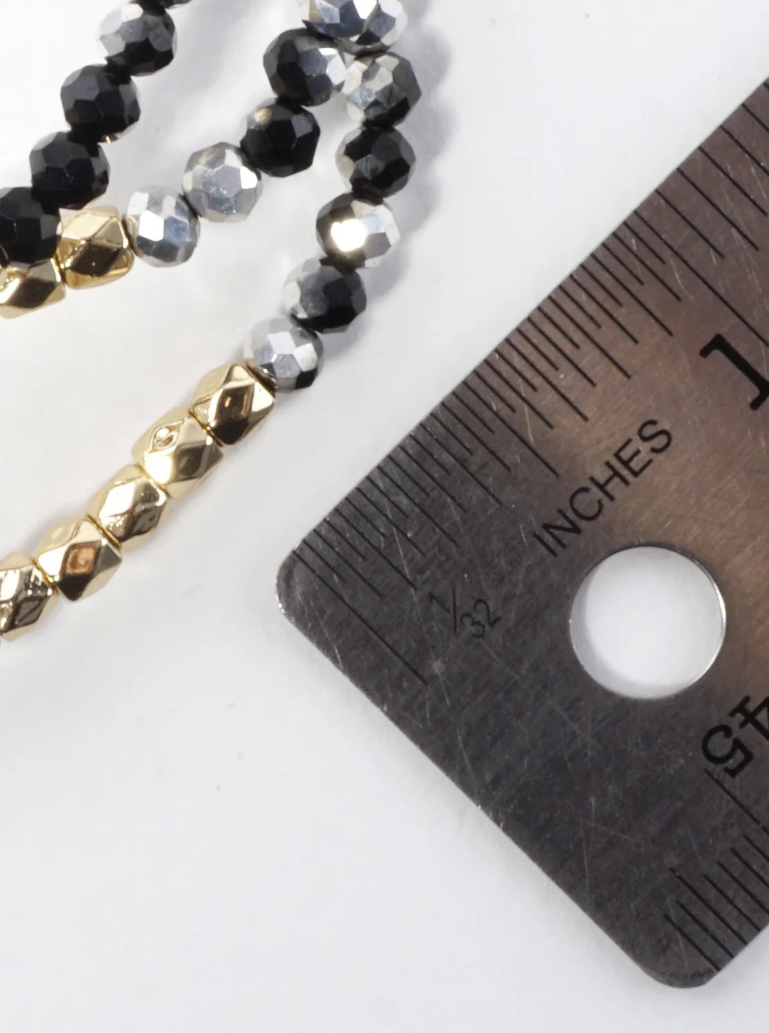 3PC-Set Faceted Metallic Glass Beads Bracelets