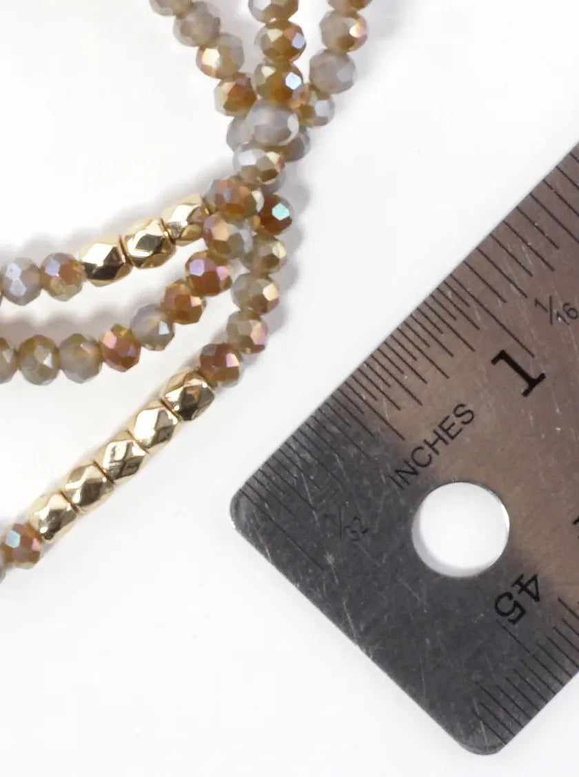 3PC-Set Faceted Metallic Glass Beads Bracelets