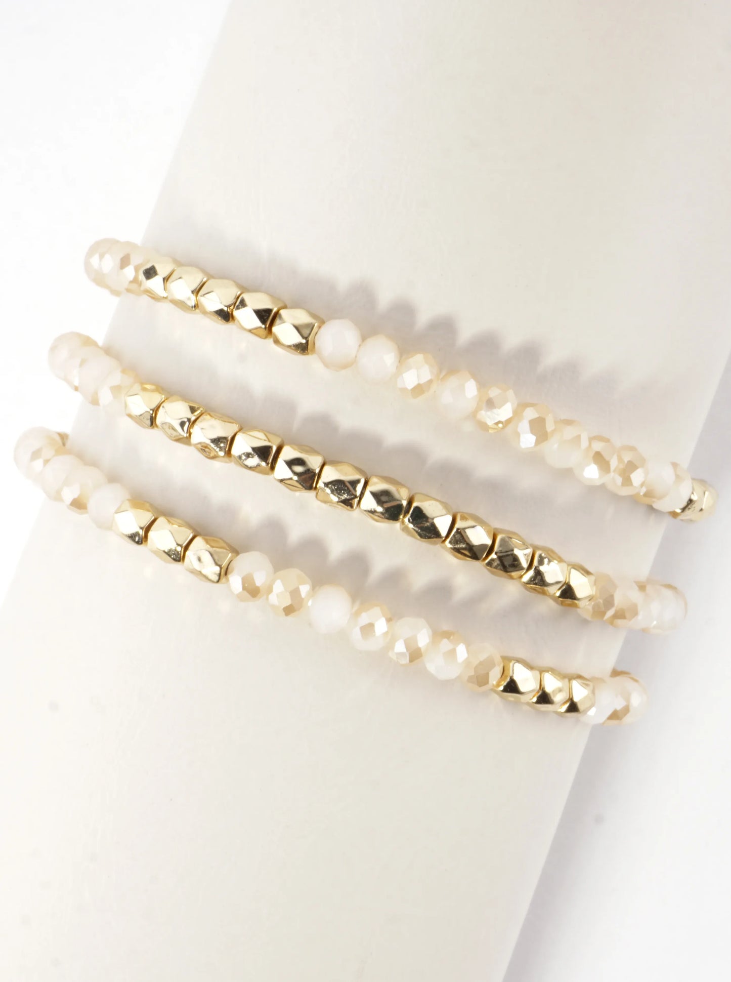 3PC-Set Faceted Metallic Glass Beads Bracelets