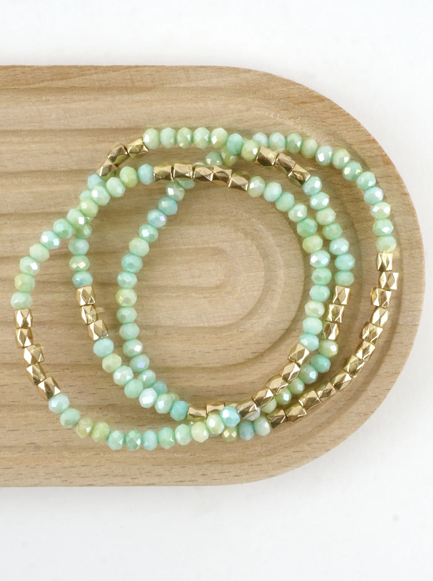 3PC-Set Faceted Metallic Glass Beads Bracelets